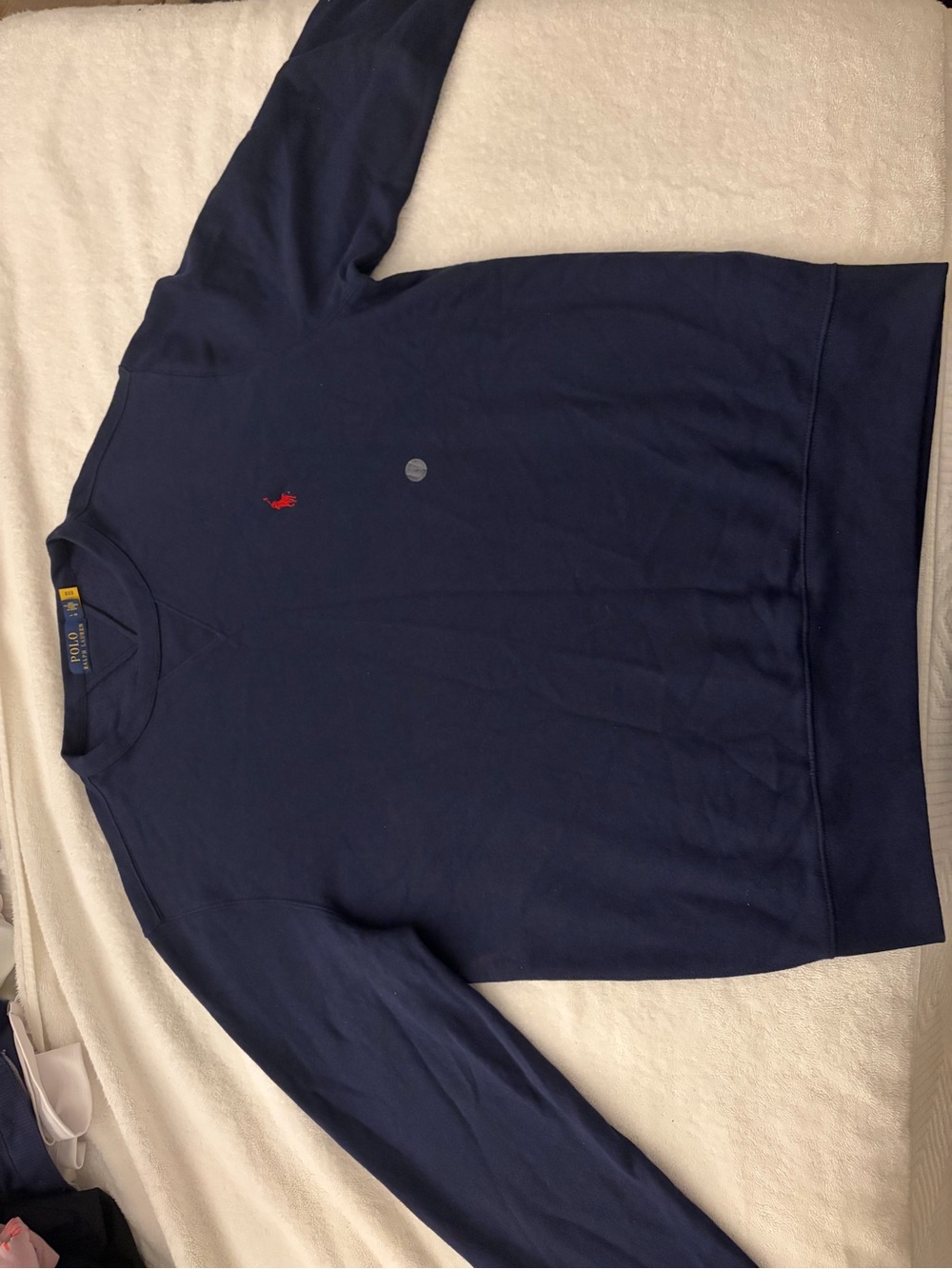 Ralph Lauren Navy Crewneck Sweatshirt with Red Polo Pony